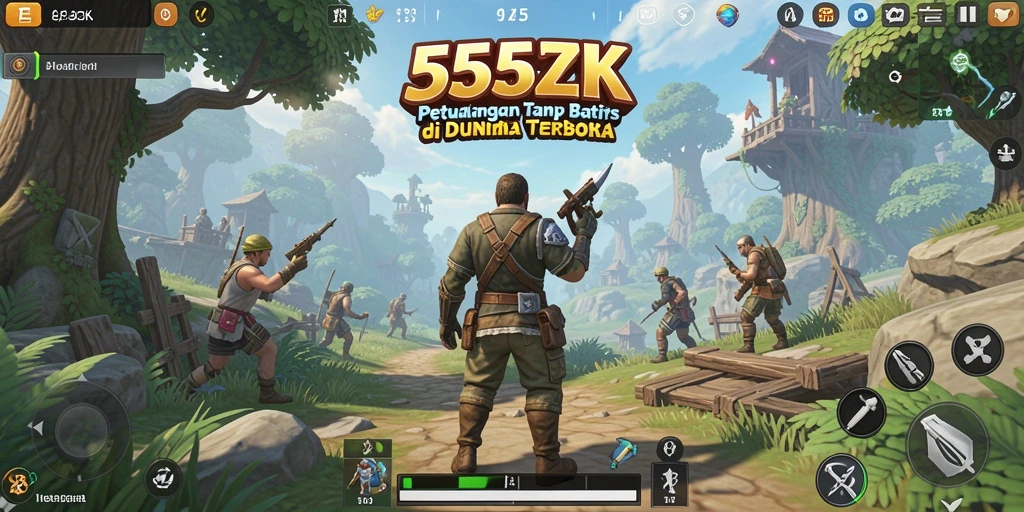Screenshot 555ZK menampilkan eksplorasi dunia terbuka yang menakjubkan.
