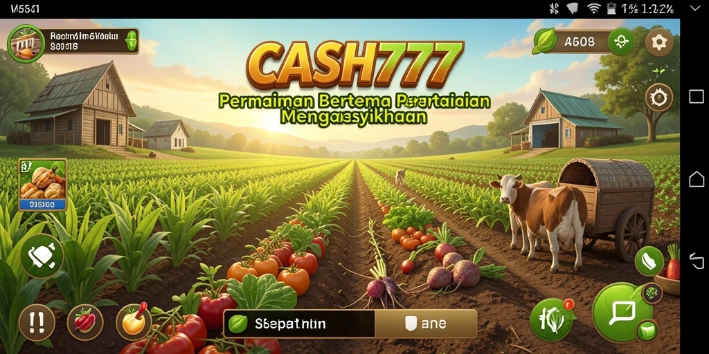 Screenshot utama <strong>CASH777</strong> menampilkan aktivitas bercocok tanam yang seru dan interaktif.