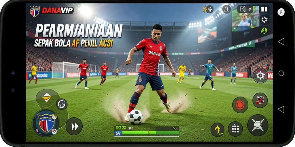 Tampilan aksi permainan sepak bola dari DANAVIP yang seru.