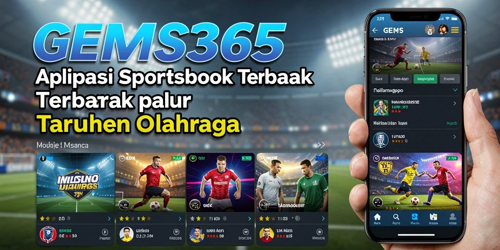 Tampilan antarmuka GEMS365 yang menarik dan informatif untuk taruhan olahraga.