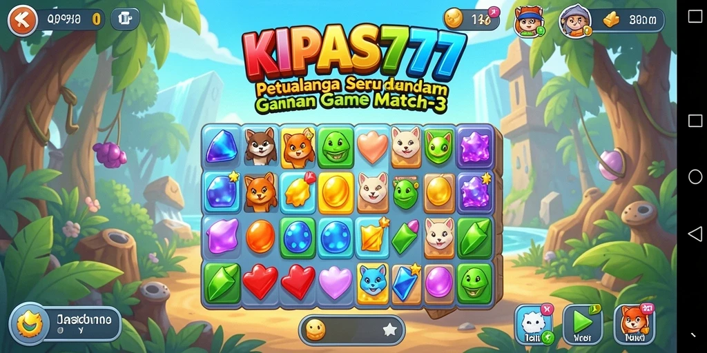 Tampilan gameplay seru dalam KIPAS777 saat menyusun elemen Match-3.