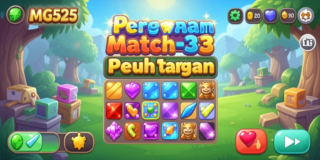Screenshot gameplay MG525 yang menampilkan kombinasi Match-3 yang menarik.