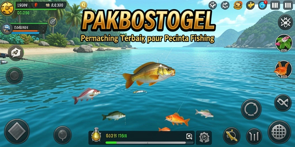 Tampilan menarik dari gameplay PAKBOSTOGEL saat memancing.