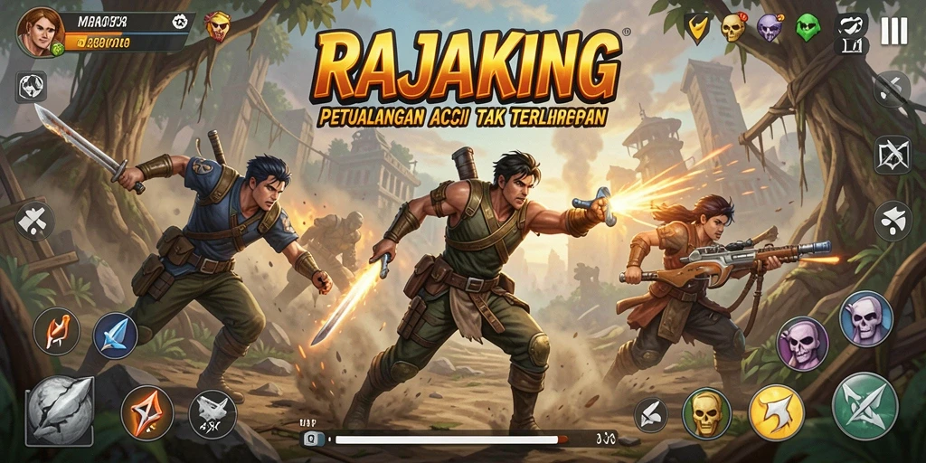 Tampilan aksi seru dari gameplay RAJAKING yang menegangkan.