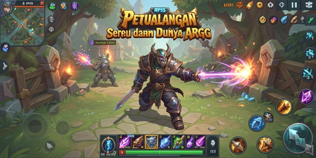 Screenshot utama RP55 menampilkan aksi pertarungan epik dalam ARPG.