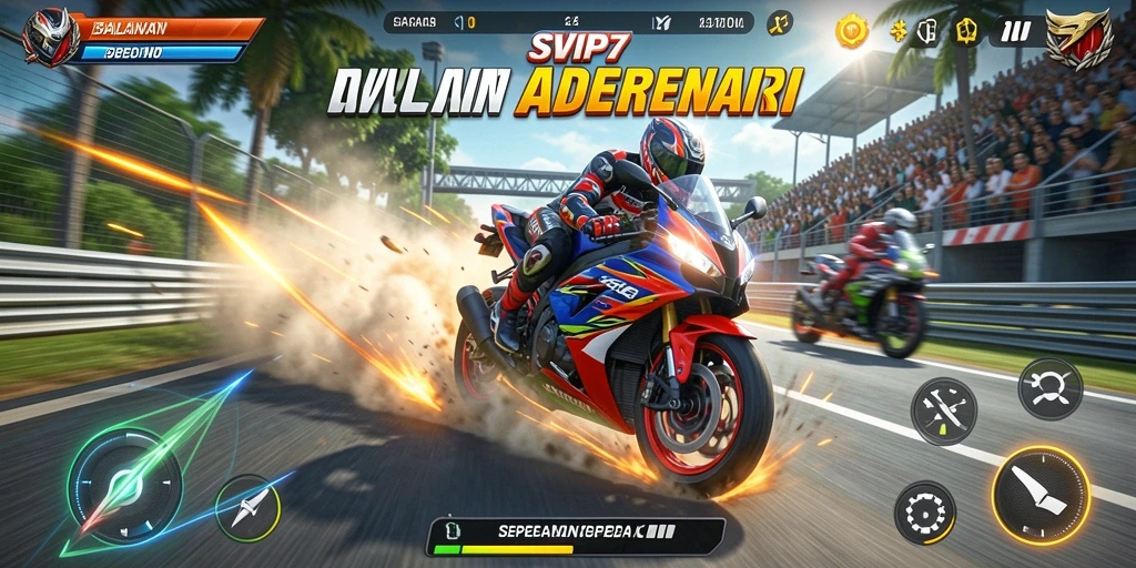 Tampilan gameplay dari balapan sepeda motor yang seru.